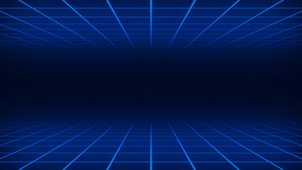 Blue tunnel technology grid background