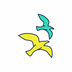 Filled outline Bird seagull icon isolated on white background. Vector