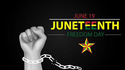 Juneteenth freedom day June 19 celebration concept. African-American history and heritage. Poster banner and template design vector illustration.