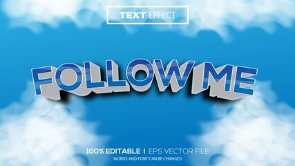 3d editable text effect follow me theme premium vector