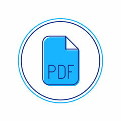 Filled outline PDF file document. Download pdf button icon isolated on white background. PDF file symbol. Vector