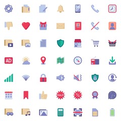 Mobile UI flat icons set