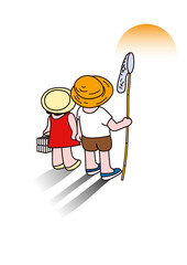 夕焼けと虫捕り
