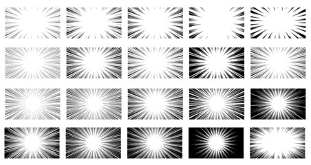 A set of vector material for cartoon-like effect lines such as black concentrated lines