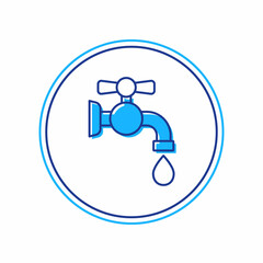 Filled outline Water tap icon isolated on white background. Vector