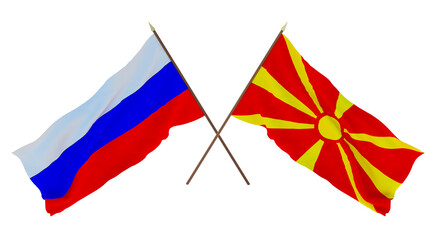Background for designers, illustrators. National Independence Day. Flags  Russia and  Macedonia