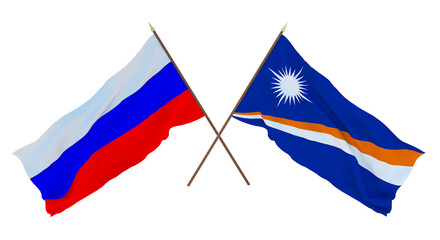 Background for designers, illustrators. National Independence Day. Flags  Russia and  Marshall islands