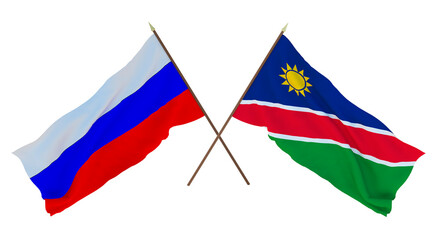 Background for designers, illustrators. National Independence Day. Flags  Russia and  Namibia
