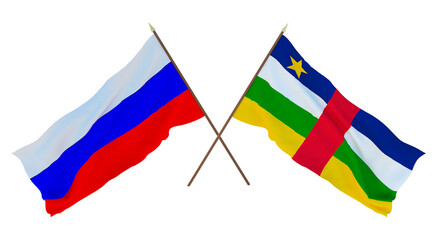 Background for designers, illustrators. National Independence Day. Flags  Russia and Central Arican Republic