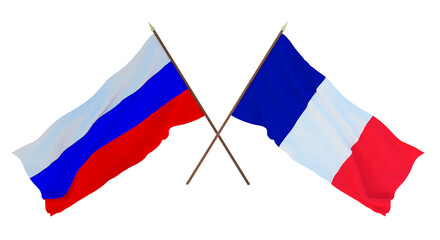 Background for designers, illustrators. National Independence Day. Flags  Russia and Clipperton island
