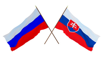 Background for designers, illustrators. National Independence Day. Flags  Russia and Slovakia