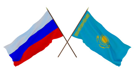 Background for designers, illustrators. National Independence Day. Flags of Russia  and Kazakhstan