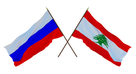 Background for designers, illustrators. National Independence Day. Flags of Russia  and Lebanon