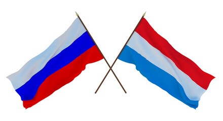 Background for designers, illustrators. National Independence Day. Flags of Russia  and Luxembourg