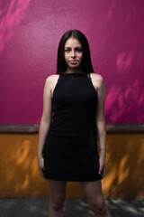 Sensual young latin woman posing in mexican town