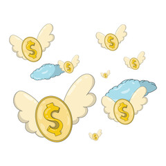 A lot of money is flying and cloud