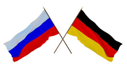 Background for designers, illustrators. National Independence Day. Flags of Russia and Germany