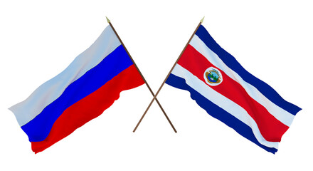 Background for designers, illustrators. National Independence Day. Flags ofRussia and Costa Rica