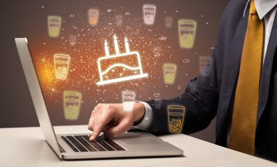 Hand searching for recipes on the internet