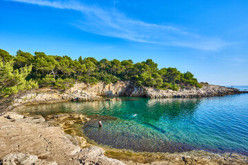 Famous Cyclone Beach next to Seagull Rock and Pula Cave - Istria - Croatia