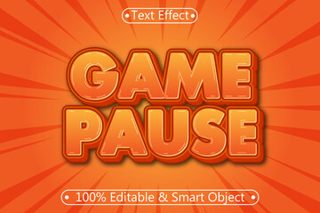 Game Pause Editable Text Effect 3 Dimension Emboss Cartoon Style