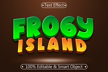 Frog Island Editable Text Effect 3 dimension Emboss Cartoon Style