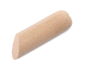 Piece of delicious liverwurst isolated on white