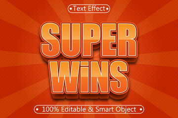 Super Wins Editable Text Effect 3 dimension Emboss Modern Style
