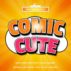 Editable comic cute vector text effect with modern style design