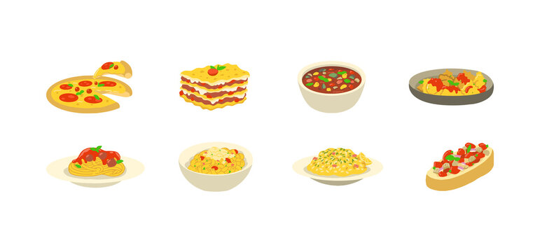 Set of Italian food, vector illustration
