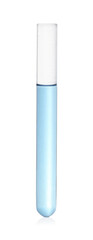 Test tube with light blue liquid isolated on white