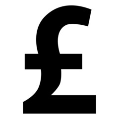 Obraz premium Great Britain pound GBP currency sign silhouette in front view isolated on white background. Currency by Central Bank of United Kingdom.