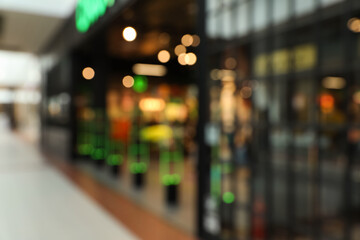 Blurred view of shopping mall interior. Bokeh effect
