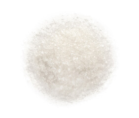 Pile of granulated sugar isolated on white, top view