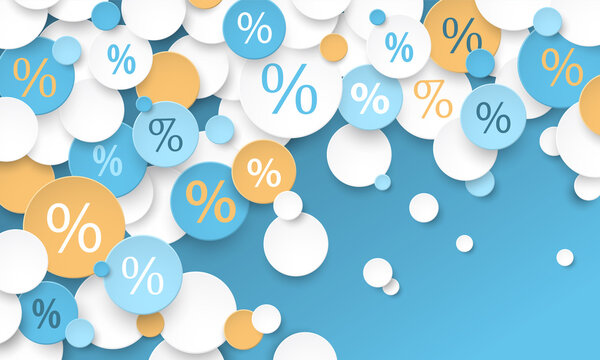 Colorful vector business concept with percentage symbols on blue background