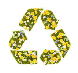 Flowery Grassy Recycling Symbol Shape Isolated