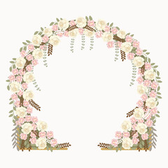 Wedding arch with peony flowers. Vector illustration. - obrazy, fototapety, plakaty