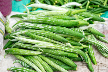 Cucumber round and long, in market
