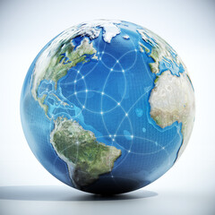 Earth with intersecting circles isolated on white background. 3D illustration