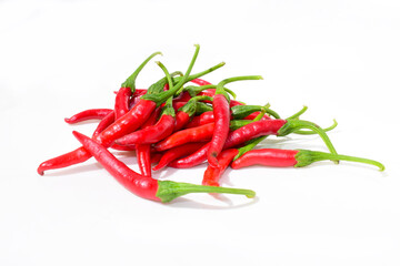 Bunch of fresh red chilli peppers isolated on white background