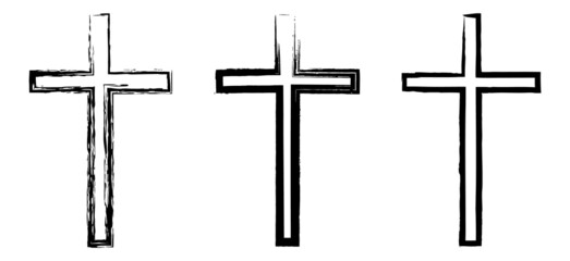 Christian cross icon. World religion symbols. Isolated vector illustration.