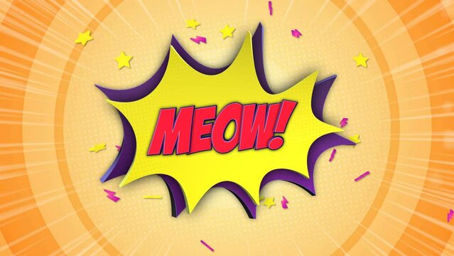 MEOW Comic Text Animation, with Alpha Matte, Loop, 4k
