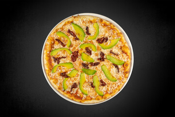 pizza on a black background