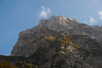 Autumn in Trenta valley in the mountains of Julian Alps
