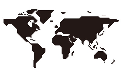 simple straight line map of the world, vector background