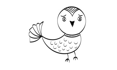 Cute Hand Drawn Bird design for print or use as poster, card, flyer or T Shirt