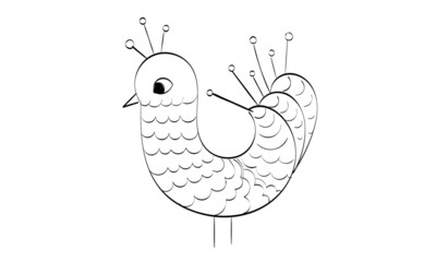 Cute Hand Drawn Bird design for print or use as poster, card, flyer or T Shirt