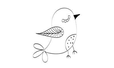Cute Hand Drawn Bird design for print or use as poster, card, flyer or T Shirt
