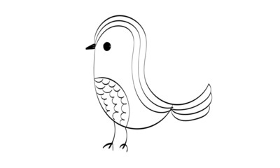 Cute Hand Drawn Bird design for print or use as poster, card, flyer or T Shirt