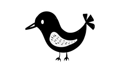 Cute Hand Drawn Bird design for print or use as poster, card, flyer or T Shirt